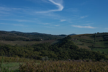Fototapeta premium Panoramic view the landscape, sky, clouds.