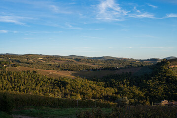 Naklejka premium Panoramic view of the landscape, sky, clouds.