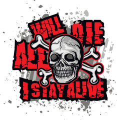 Gothic sign with skull, grunge vintage design t shirts

