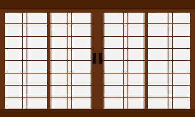 Illustration of open door slide Japan style. Suitable for background. Vector Illustration.