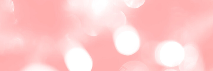 Blurred lights pink background, banner texture. Abstract bokeh with soft light header. Wide screen...