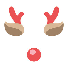 Christmas cute reindeer face, with red nose