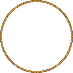 Round rope frame isolated on white background. Twisted cord