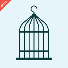 Empty hanging vintage birdcage design vector flat isolated illustration