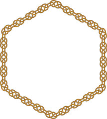 Naklejka premium Hexagonal rope frame isolated on white background. Twisted cord.