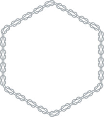 Hexagonal rope frame isolated on white background. Twisted cord.