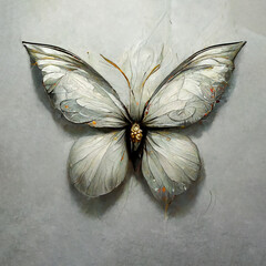 Fototapeta na wymiar White butterfly painting