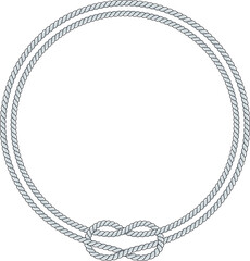 Round rope frame isolated on white background. Twisted cord