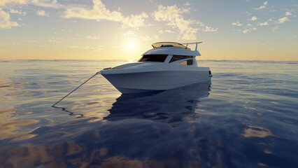 Yacht Anchored In Calm Water