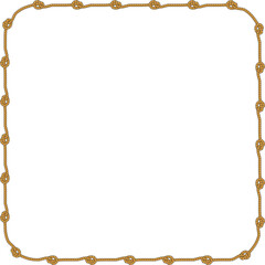 Square rope frame isolated on white background. Twisted cord.