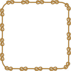 Square rope frame isolated on white background. Twisted cord.
