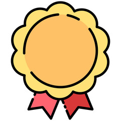 Cartoon reward medal and ribbon graphic illustration