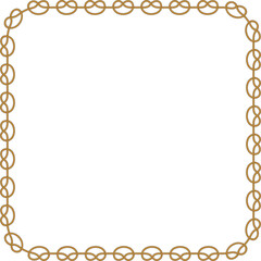 Square rope frame isolated on white background. Twisted cord.