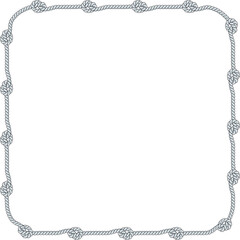 Square rope frame isolated on white background. Twisted cord.