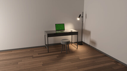 Fototapeta na wymiar Office And Home Working Environment. Unmanned work environment at the desk.