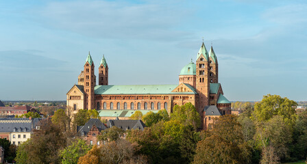 UNESCO World Heritage Speyer Cathedral  aerial view.