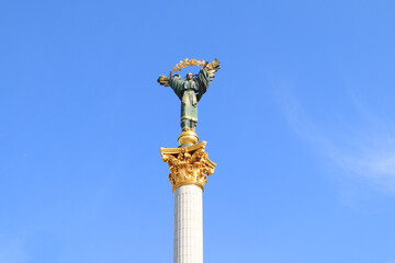 Monument of Independence of Ukraine at Independence Square (or Maidan) in Kyiv, Ukraine