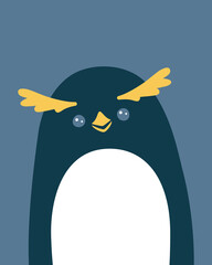 Vector illustration portrait of a cute penguin