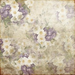 Vintage Purple & White Flower Background 159