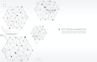 white vector background geometric hexagon line concept