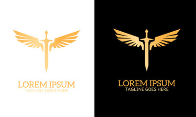 sword and wings symbol logo with elegant design style