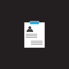 Biographical paper icon on black background