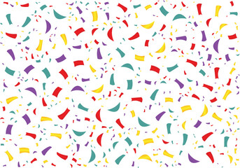 Obraz premium Colorful bright confetti isolated on white background. Festive vector illustration. vector texture for holidays, postcards, posters, websites, carnivals, birthday and children's parties. Cover mock-up