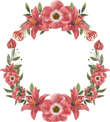 Red Watercolor Wreath Flower