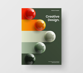 Geometric journal cover design vector illustration. Clean realistic balls banner concept.