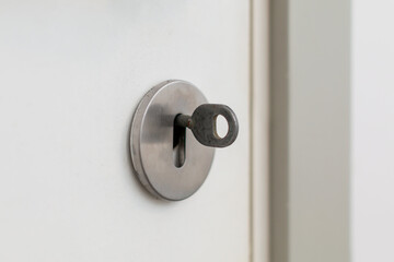 Inserted key in to the bathrooms lock