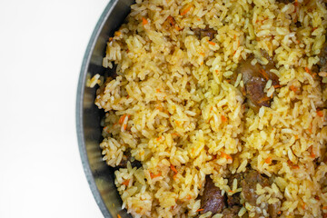 Pilaf with meat and saffron