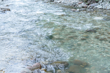 River flow in shallow water