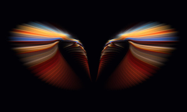 Abstract rainbow wings isolated on black background