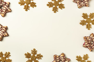 Christmas concept, xmas background with cookies, creative flat lay