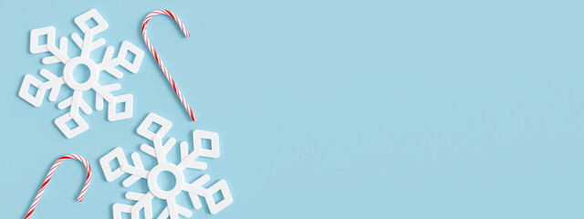 Beautiful blue Christmas background. Trendy Xmas backdrop, mock up. Modern design. Empty space for text, adverising or logo. Banner with copy space. Template for greeting, invitation card. 3d render.