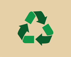 Recycle waste symbol and green arrow logo web icon concept flat illustration.	
