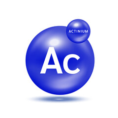 Actinium molecule models blue. Ecology and biochemistry concept. Isolated spheres on white background. 3D Vector Illustration.