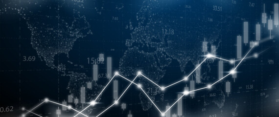 Finance economic background concept. Global stock market investment trading graph. 
Usable for banner, cover, and header.