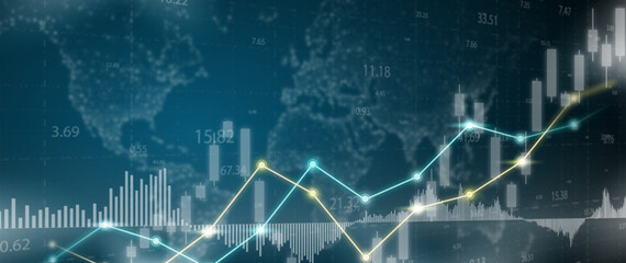 Finance economic background concept. Global stock market investment trading graph. 
Usable for banner, cover, and header.