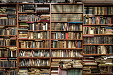 old books on the shelves