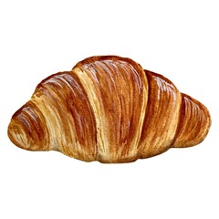 French croissant. Watercolor bakery illustration.