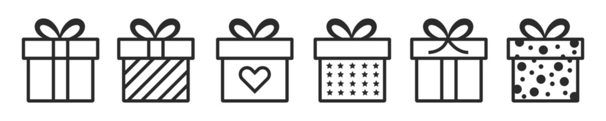 Gift box icon in line style, surprise gift boxes, flat modern graphic icons collection