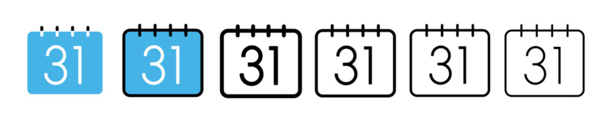 Calendar Icon set collection. Set of calendar symbols with diffrent option for time symbol. Vector illustration