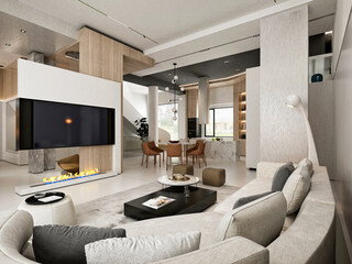 3d render of living room