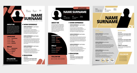 Resume design template minimalist cv. Business layout vector for job applications. A4 size. - obrazy, fototapety, plakaty
