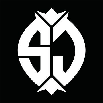 SJ Logo monogram shield leaf design template