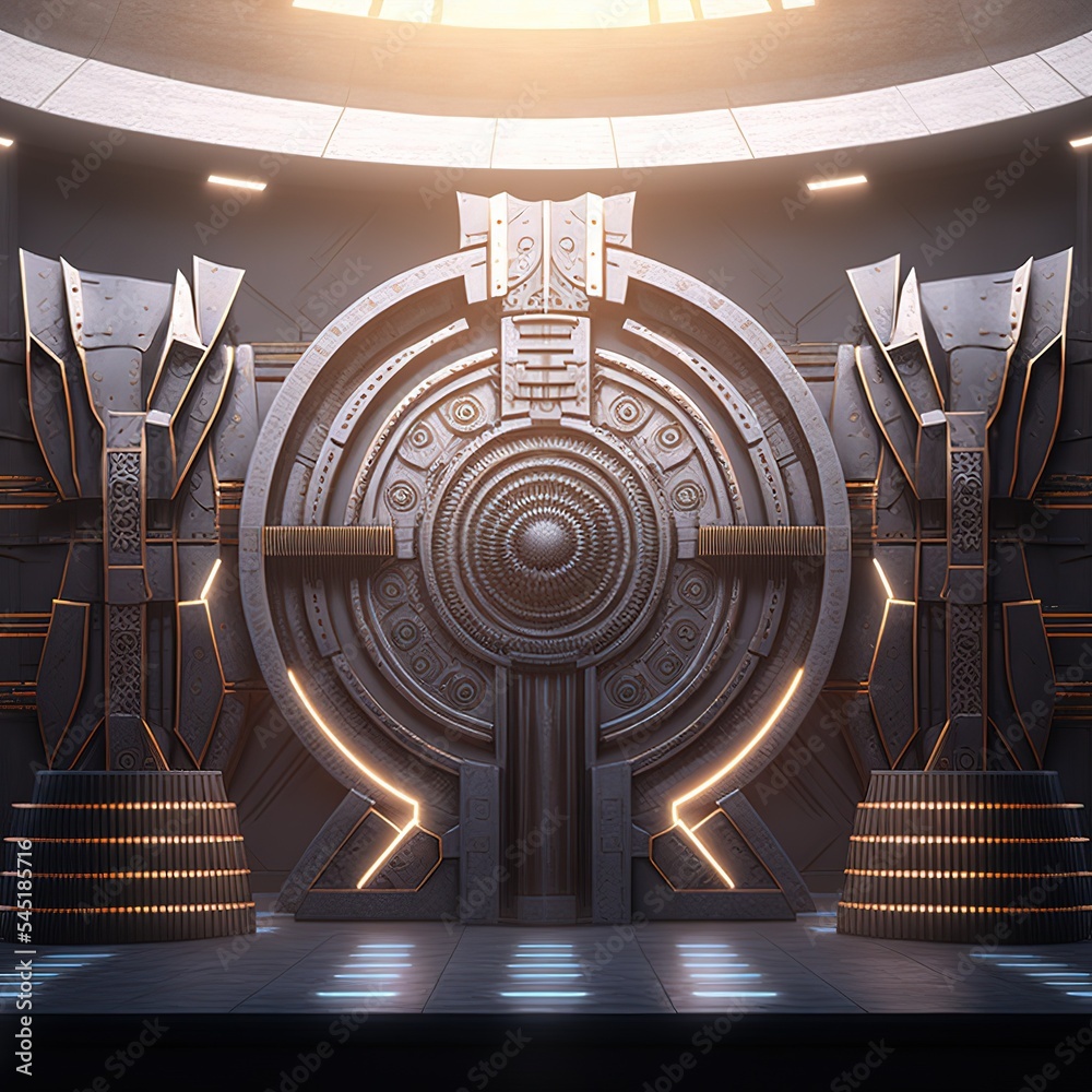 Poster technology background. power podium empty stage. power podium empty stage. sci-fi idea concept. circ