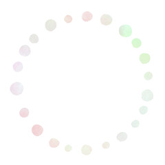 点線のシンプルな丸いフレーム　枠 水彩風