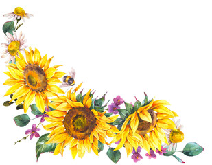 Summer Sunflowers Bouquet Transparent PNG - 545186921