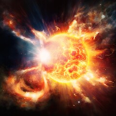 Obraz premium A massive solar flare ejects from the surface of the Sun.